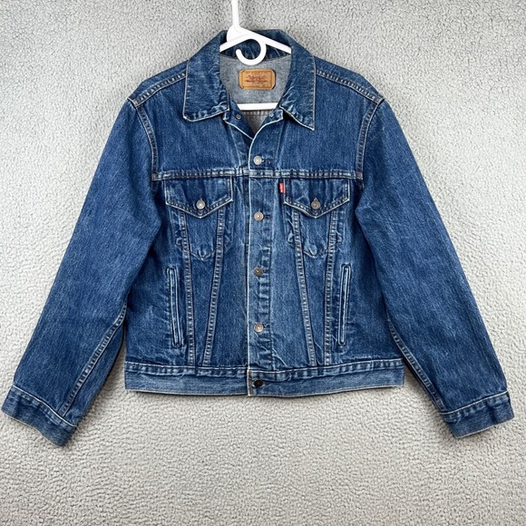 Vintage Levis 70506-0216 1980s Denim Trucker Jacket Mens 44 Blue Made in Canada